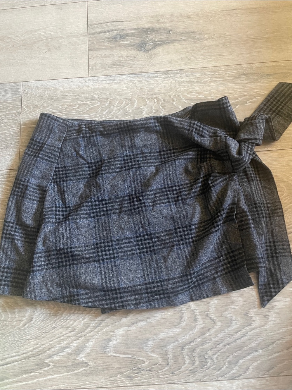 Abercrombie & Fitch Charcoal Gray Plaid Wrap Mini Skirt